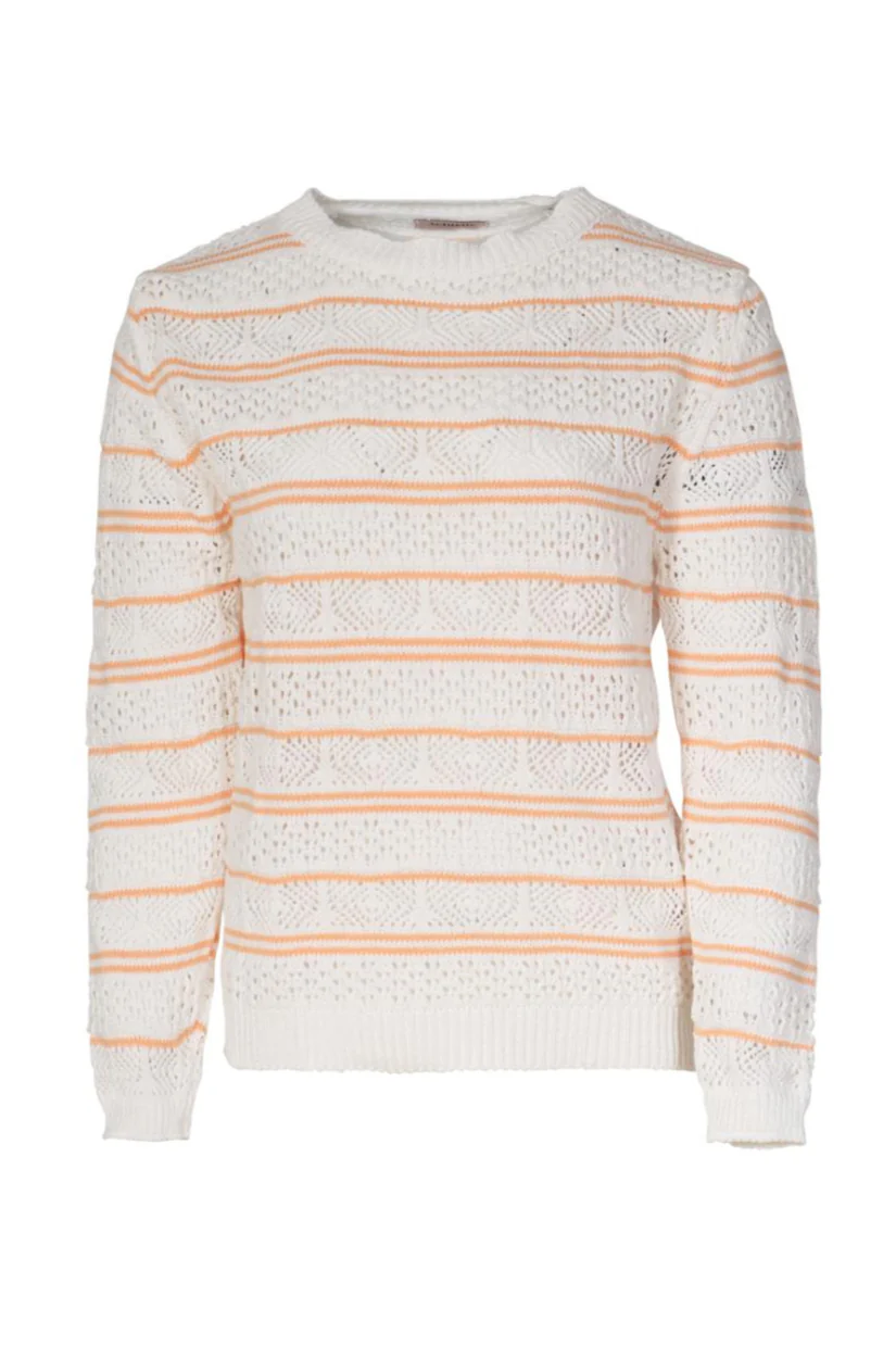 ACTUELLE Open-Knit Striped Jumper - Peach - Image 2