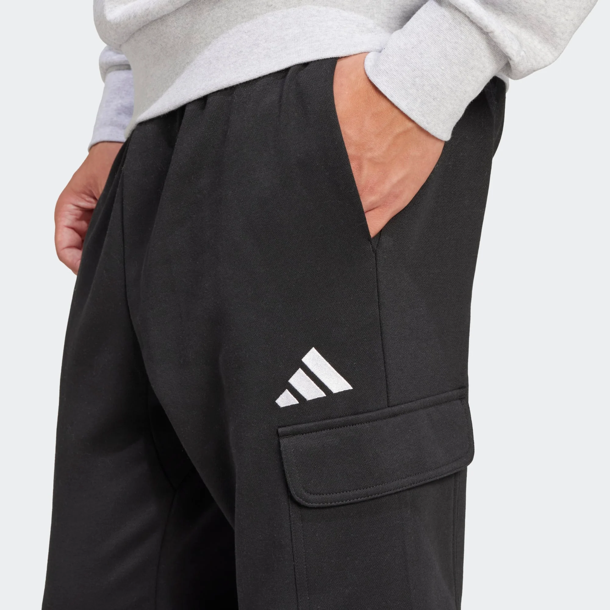 ADIDAS Feelcosy Men's Fleece Cargo Pants - Black - Image 3
