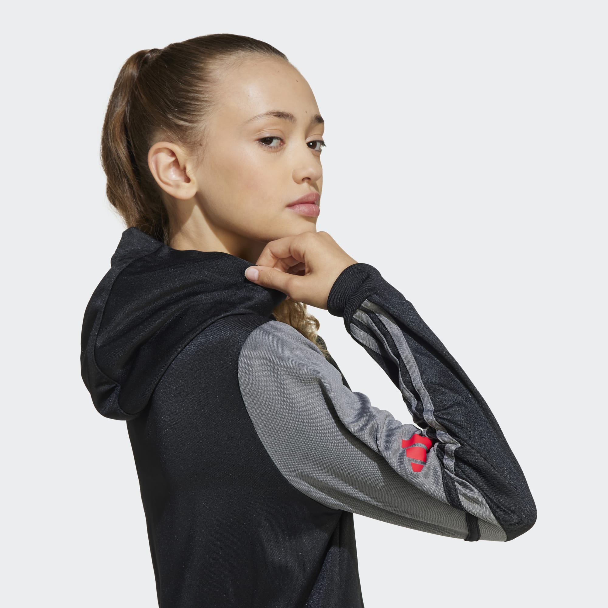 ADIDAS Squadra 25 Kids Unisex Full-Zip Hoodie - Black/Grey - Image 3