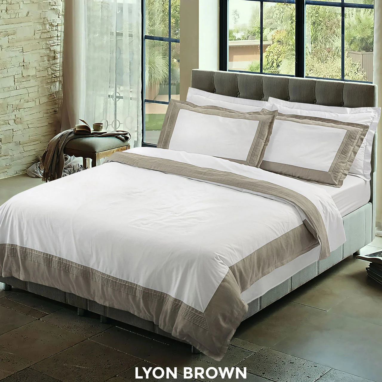 ATLANTIC LINEN Lyon Duvet Cover Set - Brown