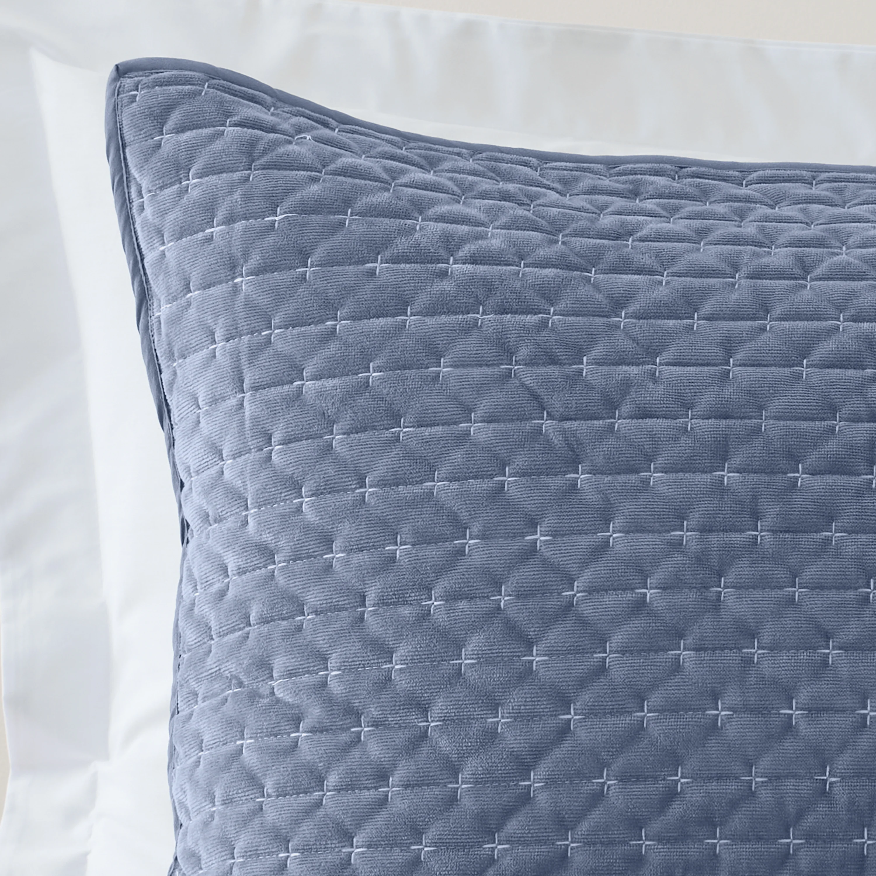 BIANCA Attica Velvet Embroidered Pillow Sham Pair 50x75cm - Blue - Image 2