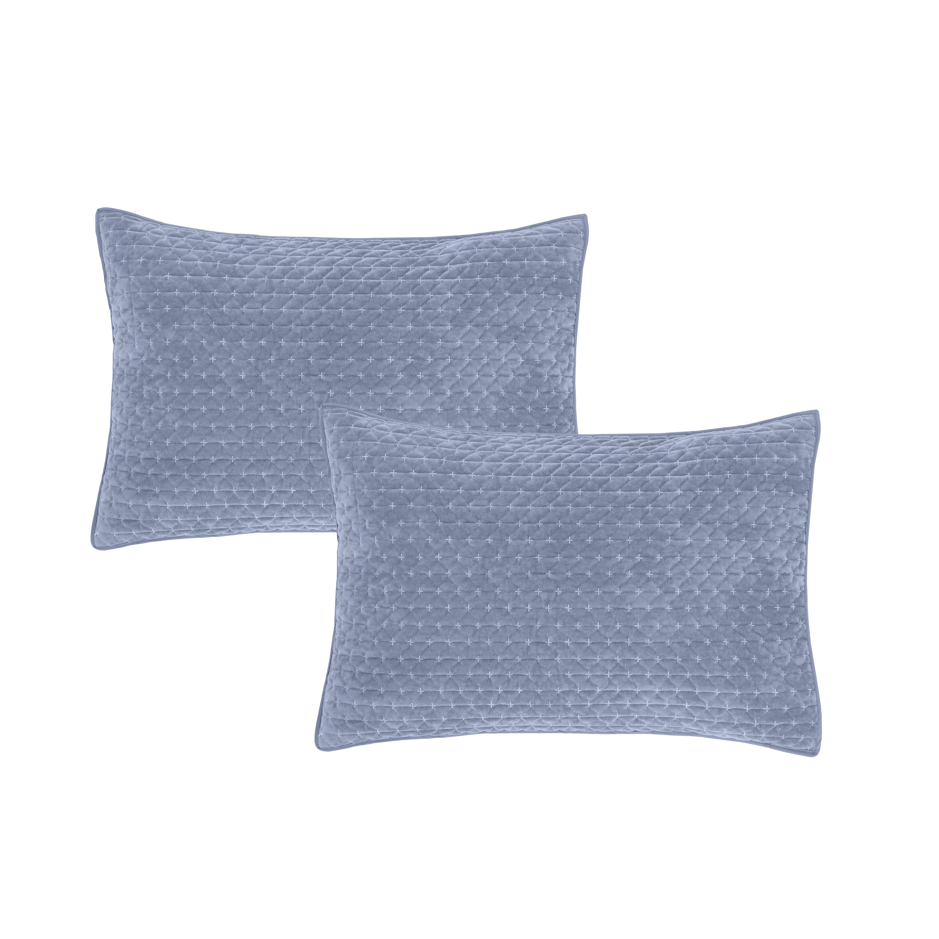 BIANCA Attica Velvet Embroidered Pillow Sham Pair 50x75cm - Blue - Image 3