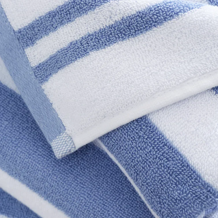 BIANCA Reversible Jacquard Stripe Cotton Towel - Blue (Available in 3 Sizes) - Image 3
