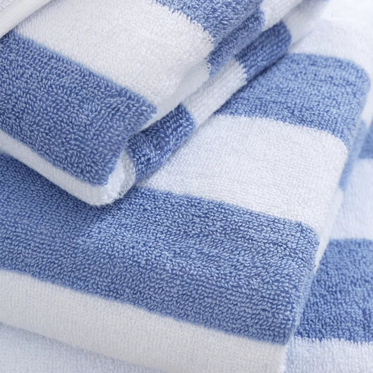BIANCA Reversible Jacquard Stripe Cotton Towel - Blue (Available in 3 Sizes) - Image 4