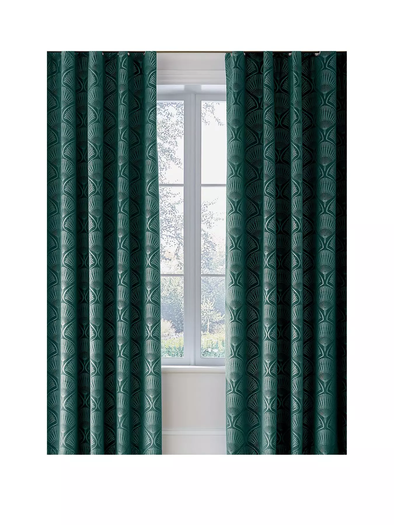 CATHERINE LANSFIELD Art Deco Pearl Curtains - Teal - Image 2