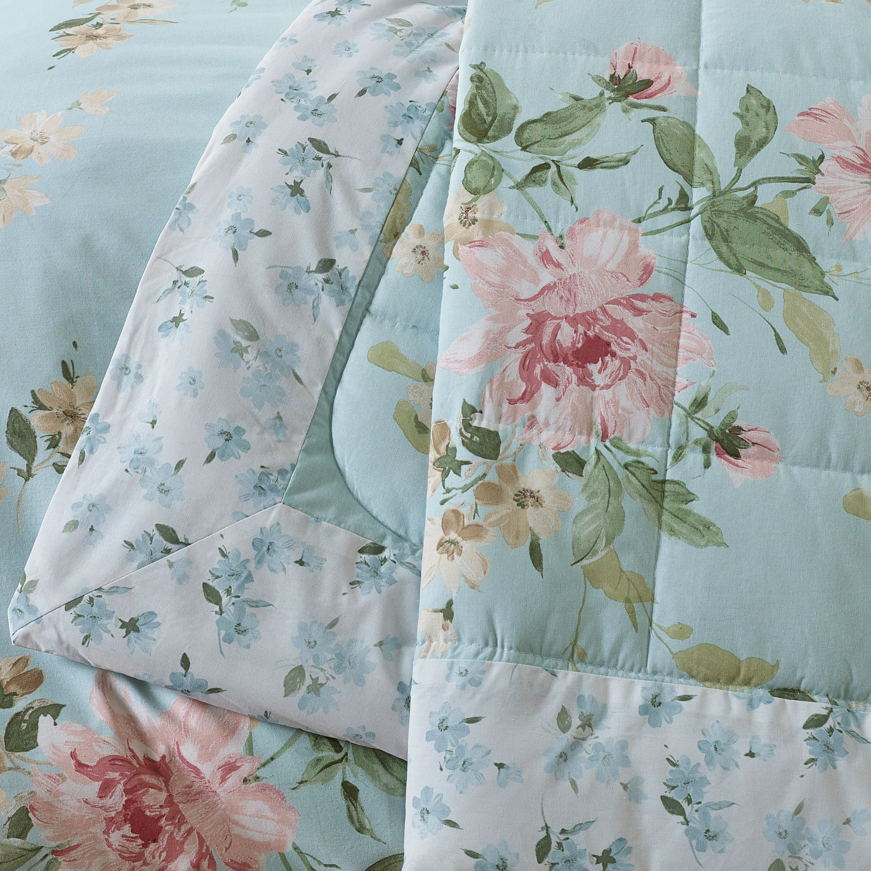 CATHERINE LANSFIELD Avebury Floral Bedspread 220x230cm - Duck Egg - Image 2