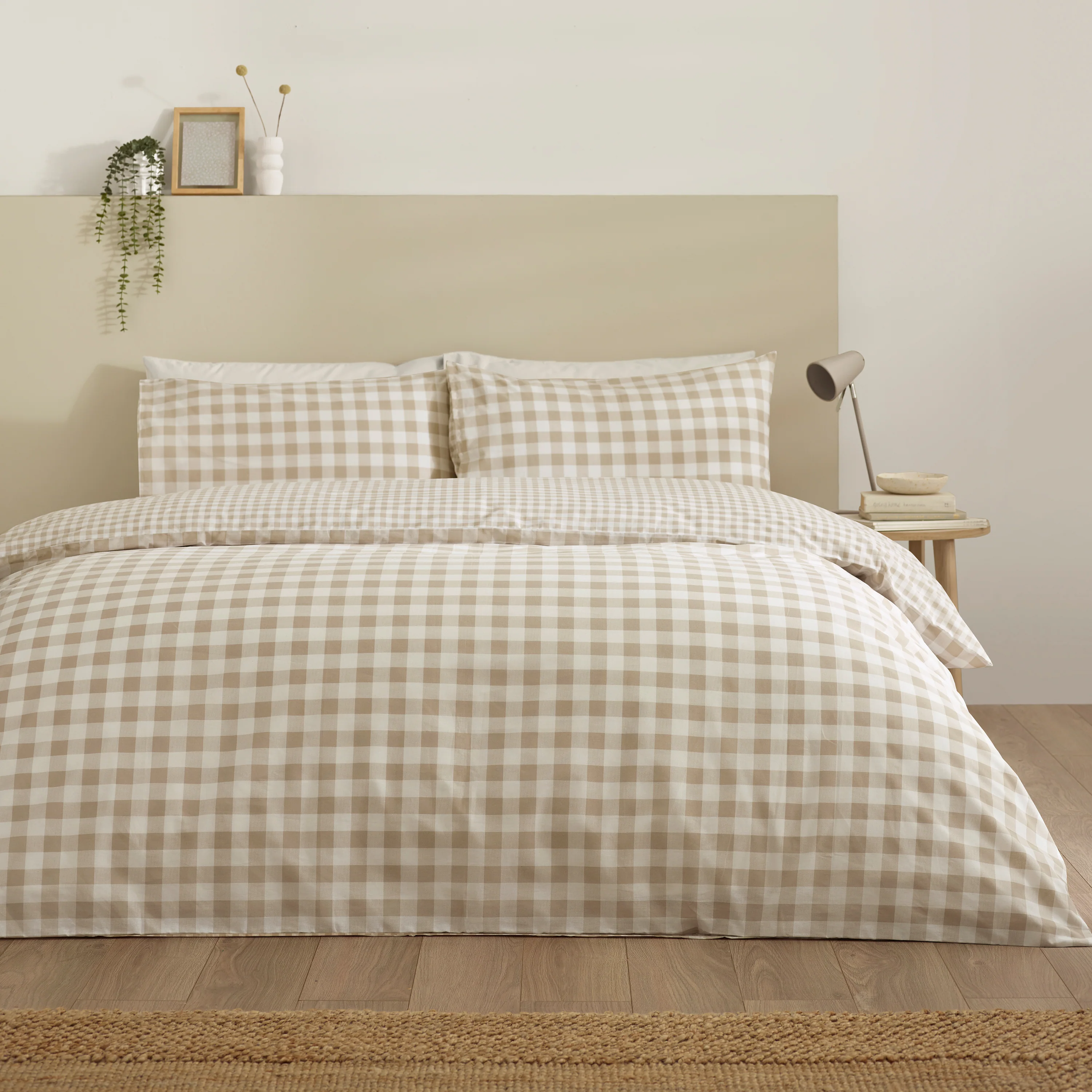 CATHERINE LANSFIELD Bamford Gingham Check Duvet Set - Natural - Image 2