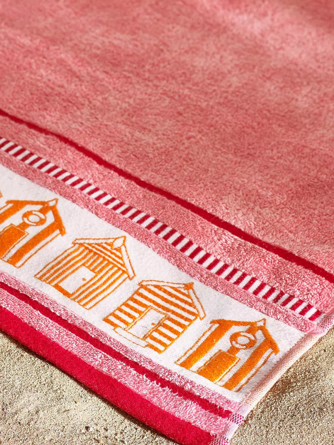 CATHERINE LANSFIELD Beach Huts Beach Lounger Towel - Coral - Image 2