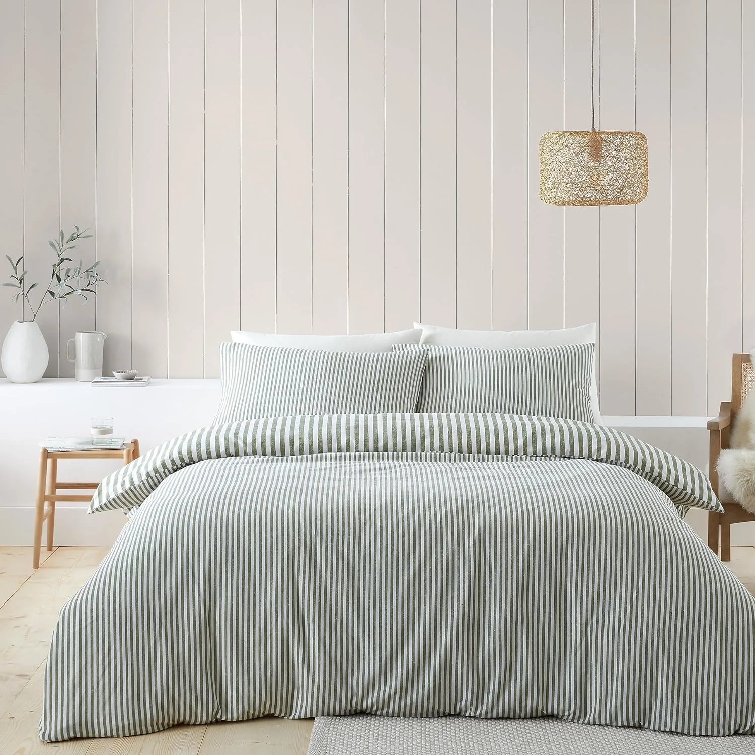 CATHERINE LANSFIELD Brushed Cotton Stripe Reversible Duvet Cover Set - Image 2