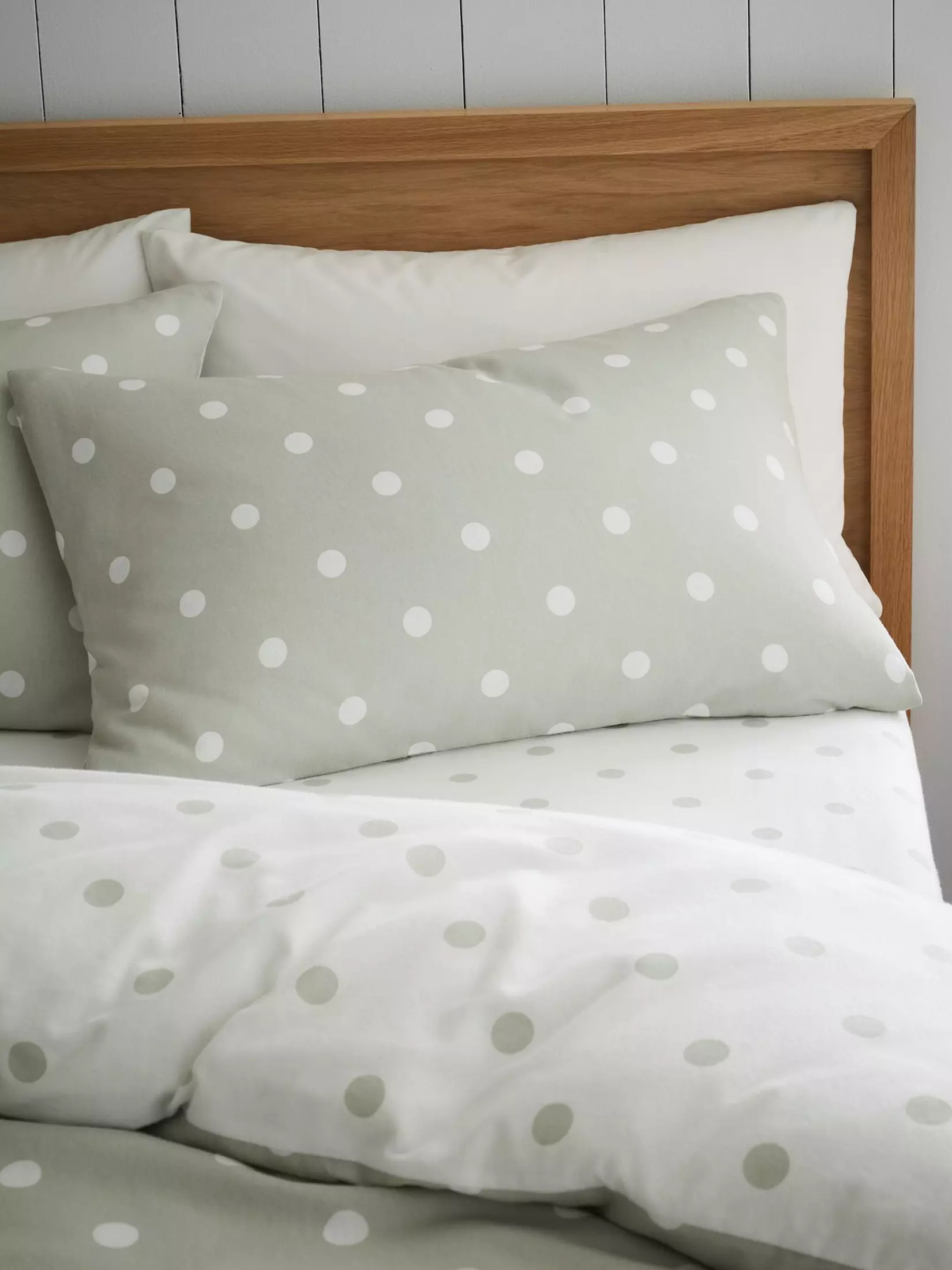 CATHERINE LANSFIELD Brushed Polka Dot Duvet Cover Set - Green - Image 4