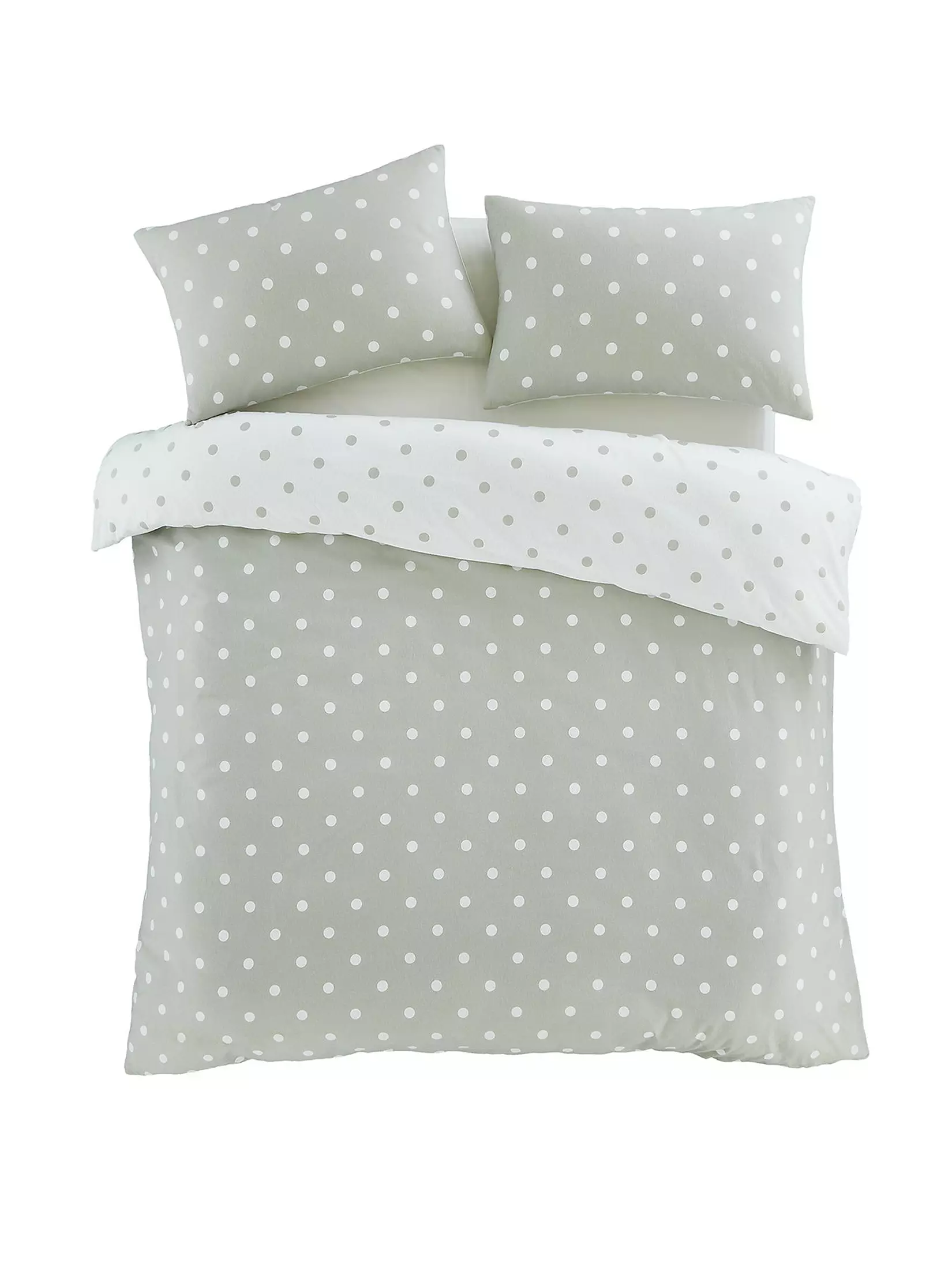 CATHERINE LANSFIELD Brushed Polka Dot Duvet Cover Set - Green - Image 6