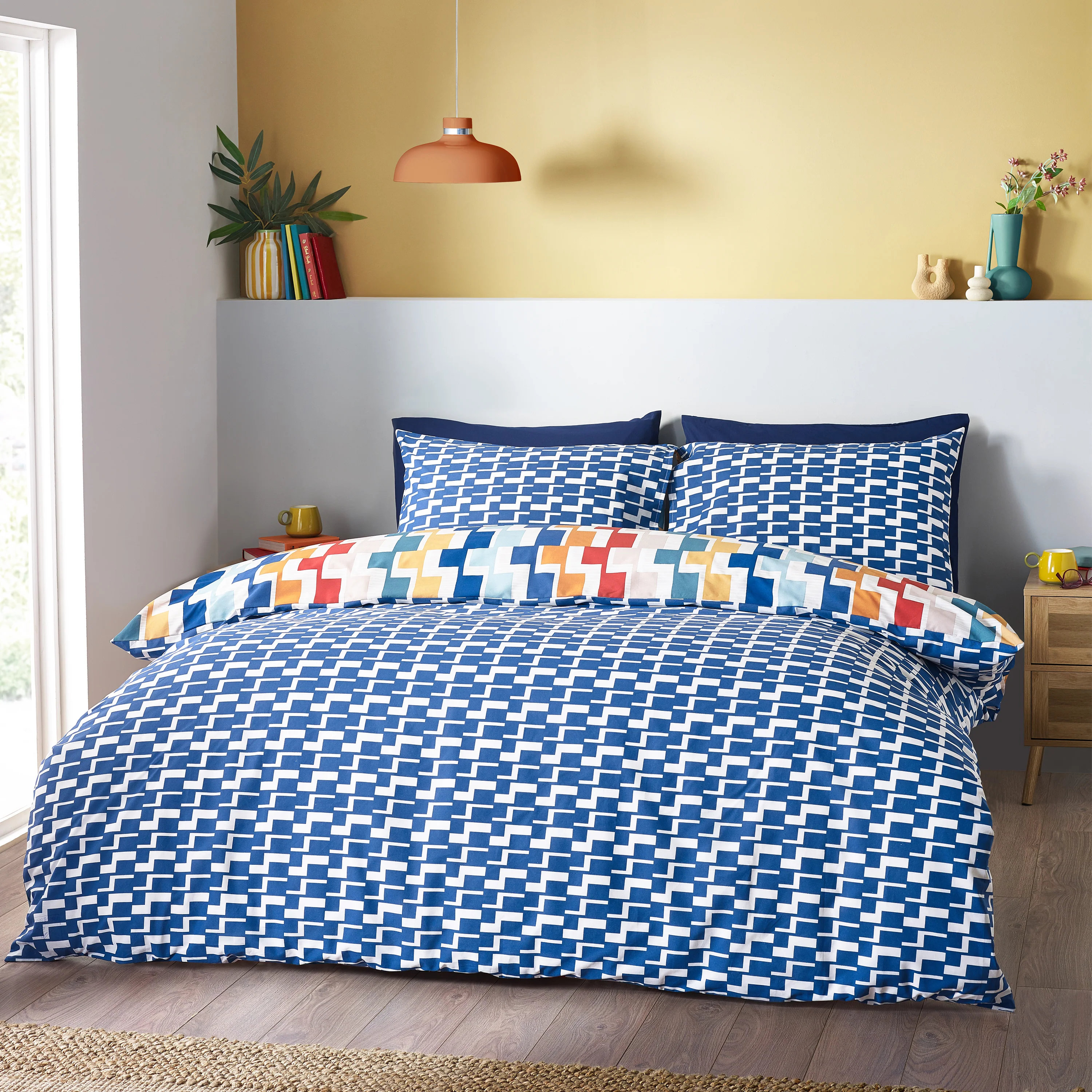 CATHERINE LANSFIELD Bryson Geo Duvet Set - Blue - Image 2