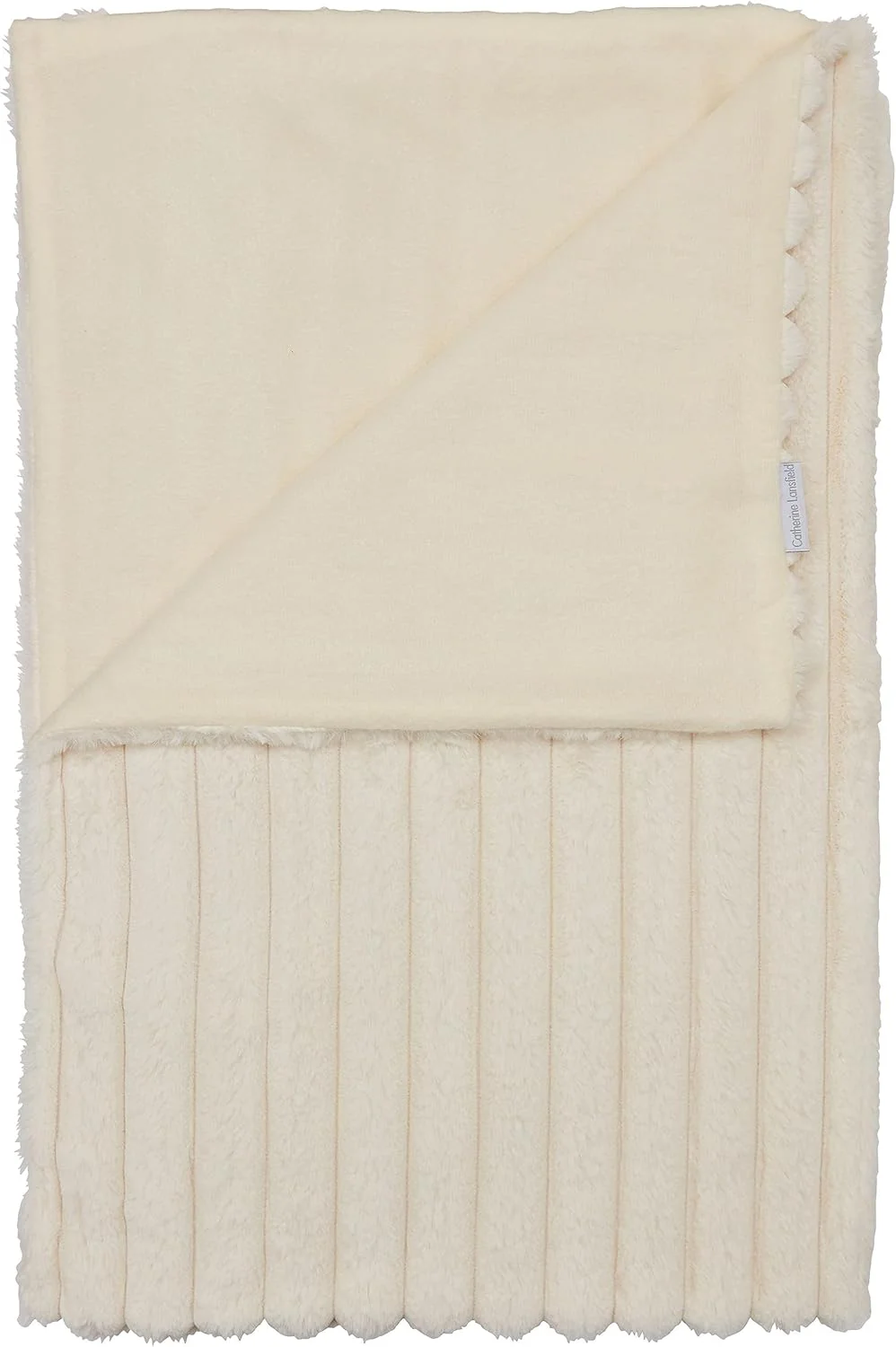 CATHERINE LANSFIELD Cosy Ribbed Blanket Throw - Cream - Image 4