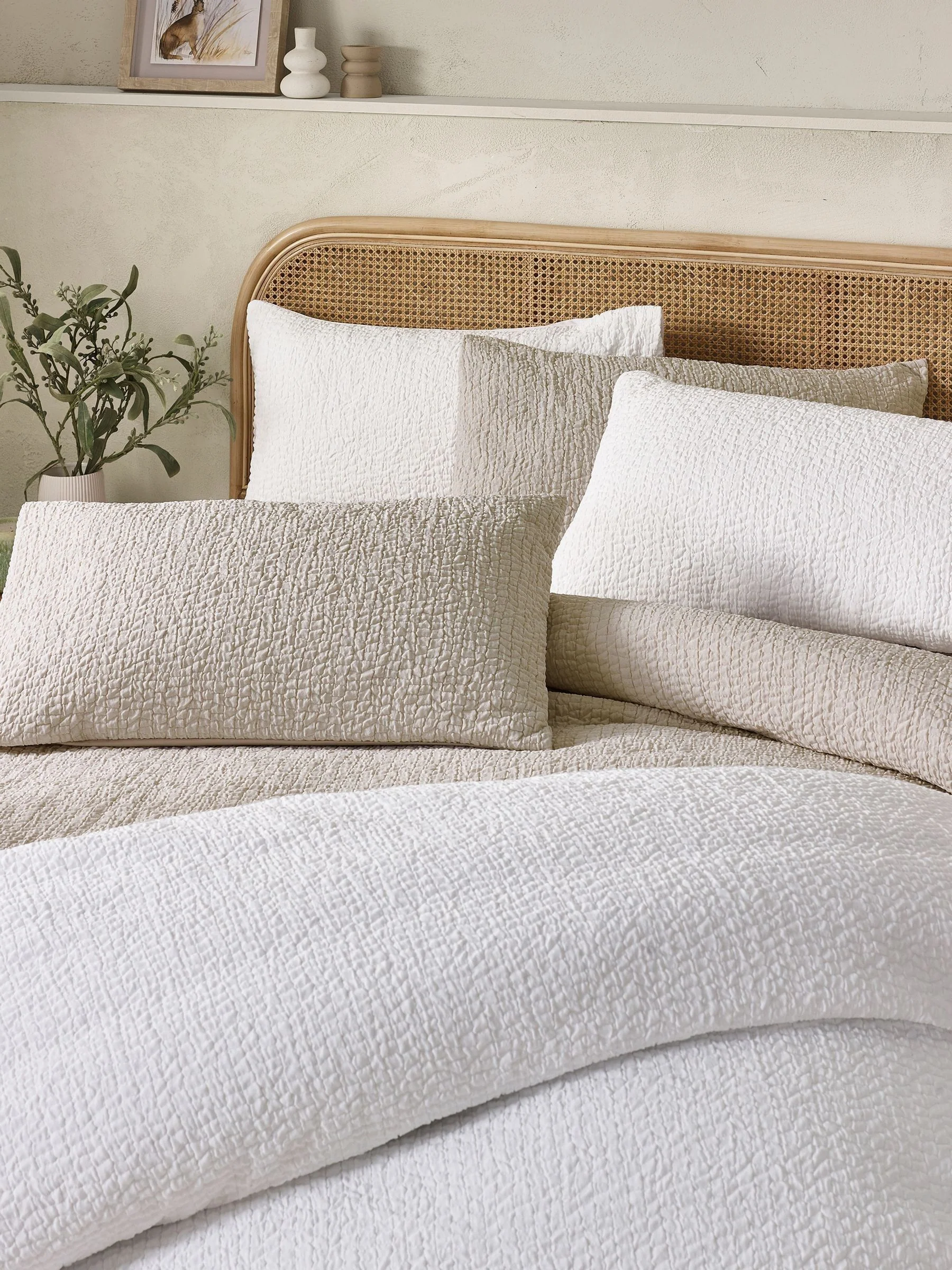 CATHERINE LANSFIELD Crinkle Seersucker Duvet Set - Natural - Image 3