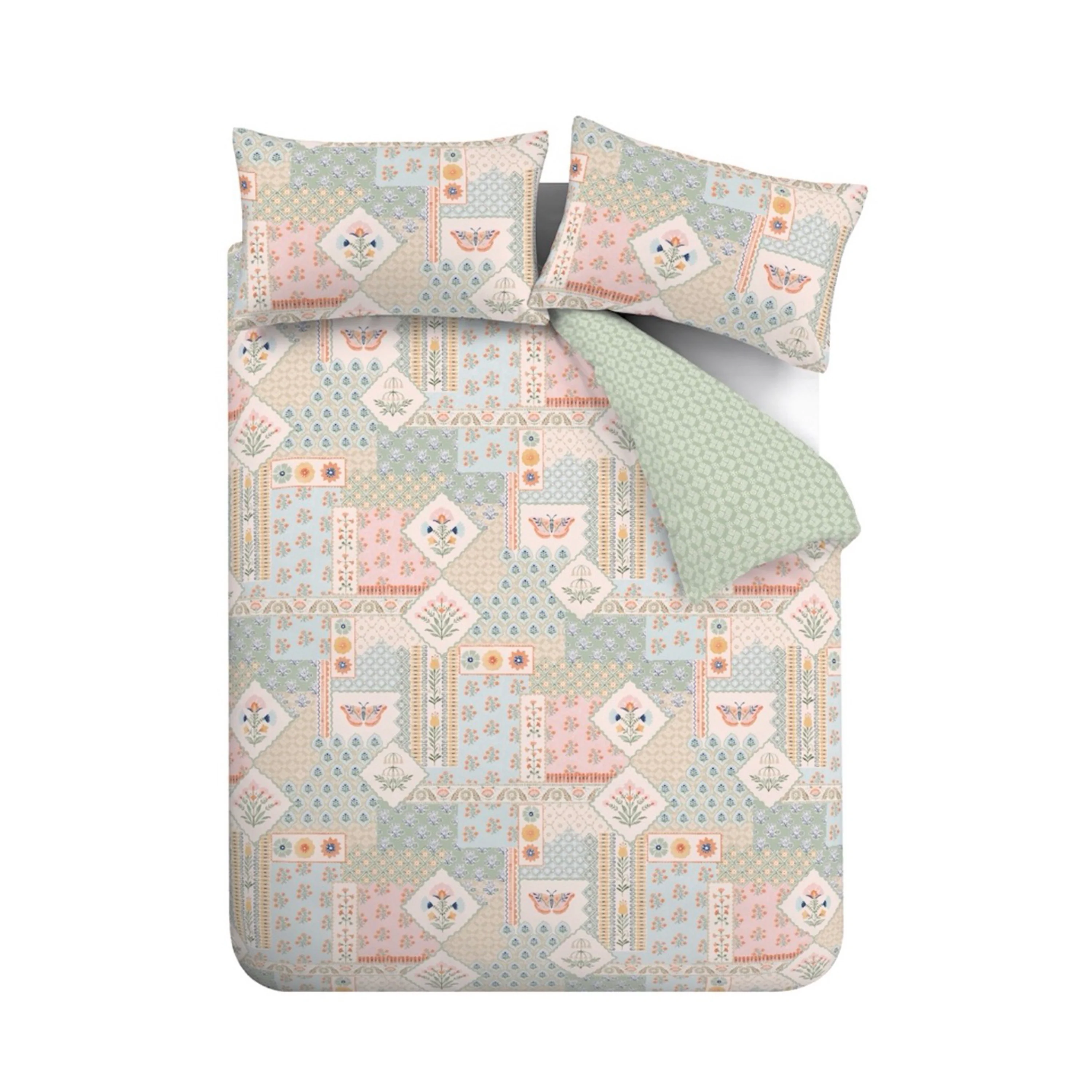 CATHERINE LANSFIELD Folk Patchwork Duvet Set - Green - Image 6