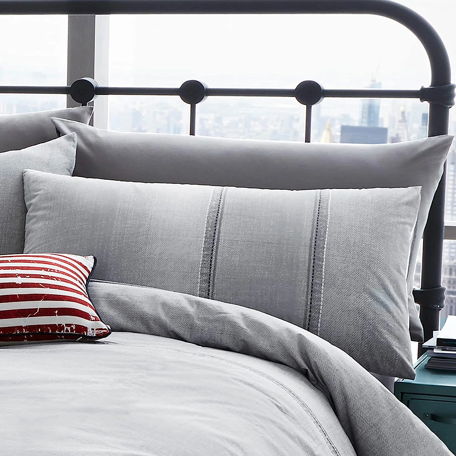 CATHERINE LANSFIELD Grey Denim Duvet Set - Image 2