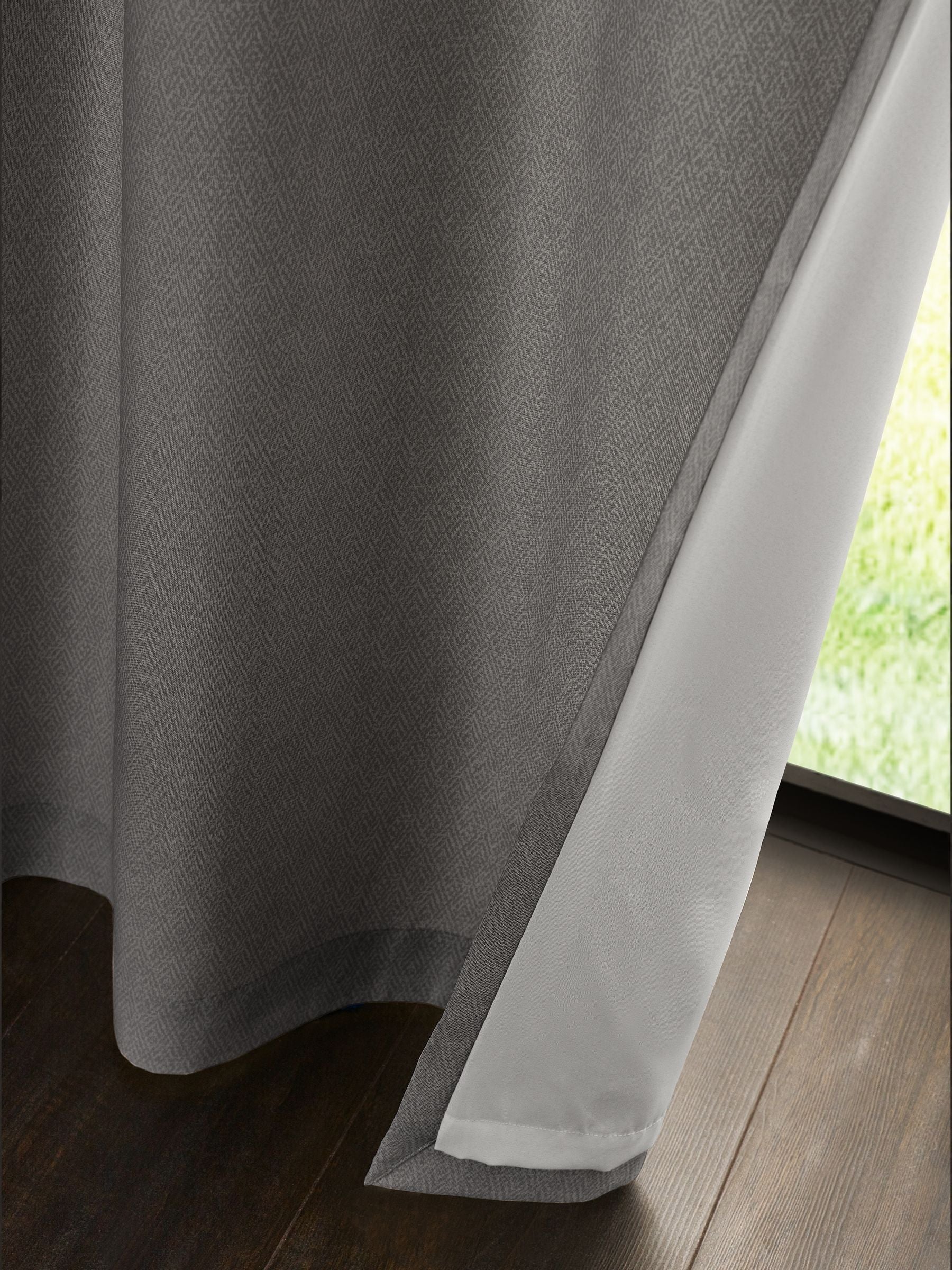 CATHERINE LANSFIELD Melville Lined Eyelet Curtains - Grey - Image 4