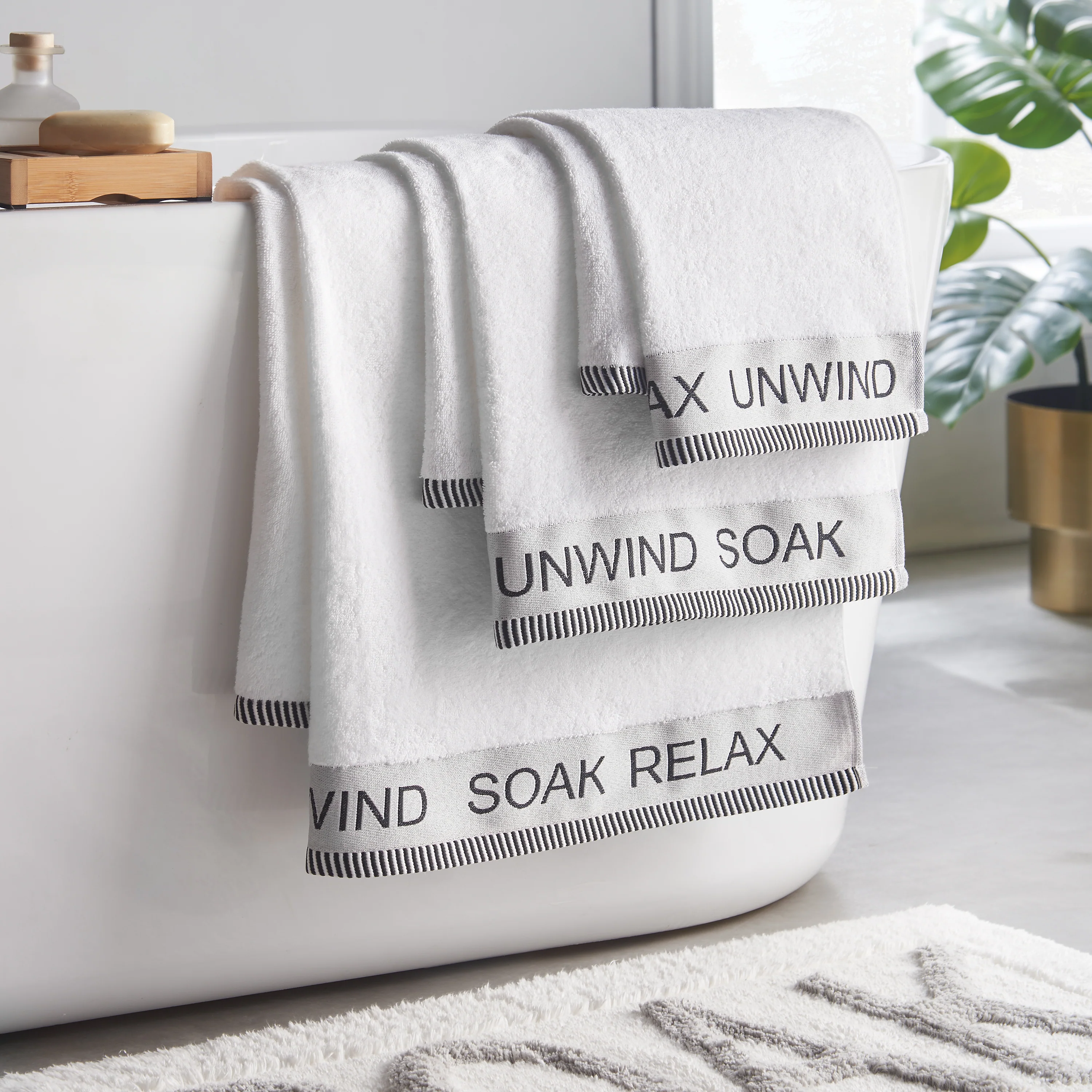 CATHERINE LANSFIELD Relax And Unwind Towel Collection - White (Available in 3 Sizes)