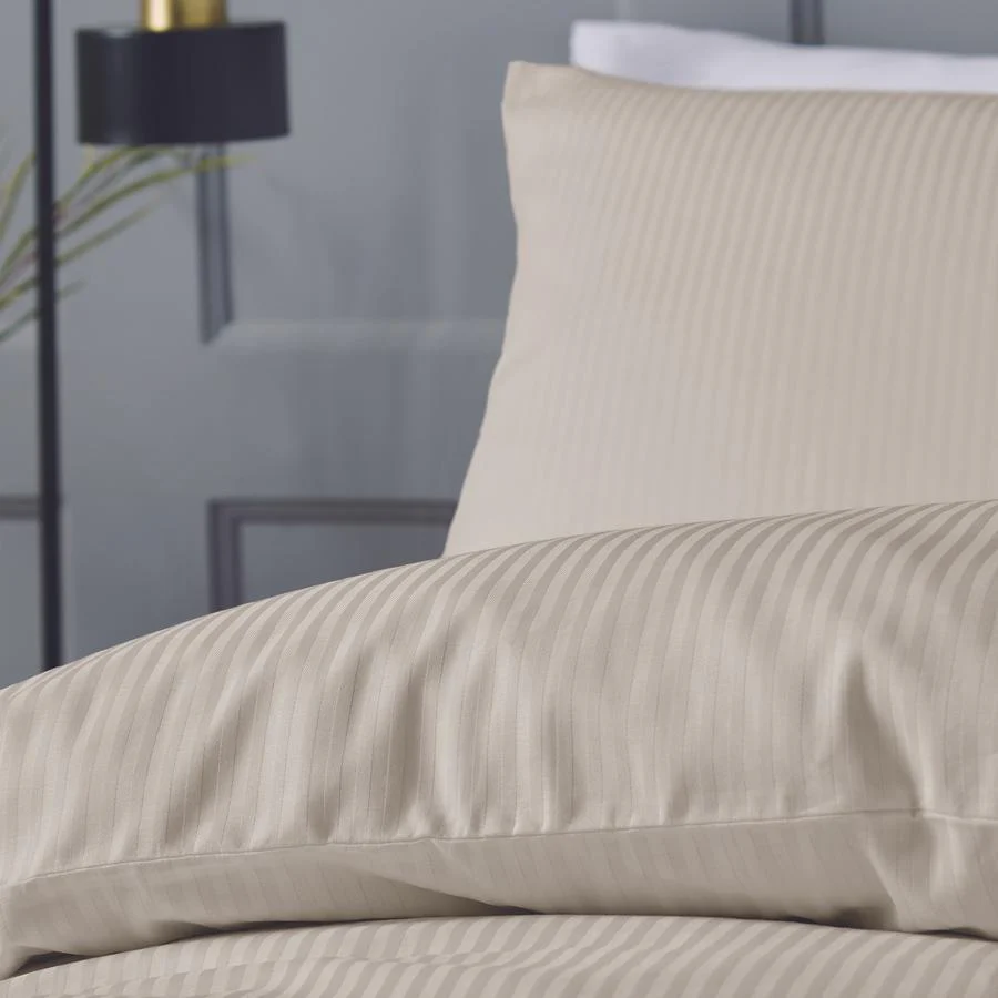 CATHERINE LANSFIELD Satin Stripe 300 Thread Count Duvet Cover Set - Cream - Image 2