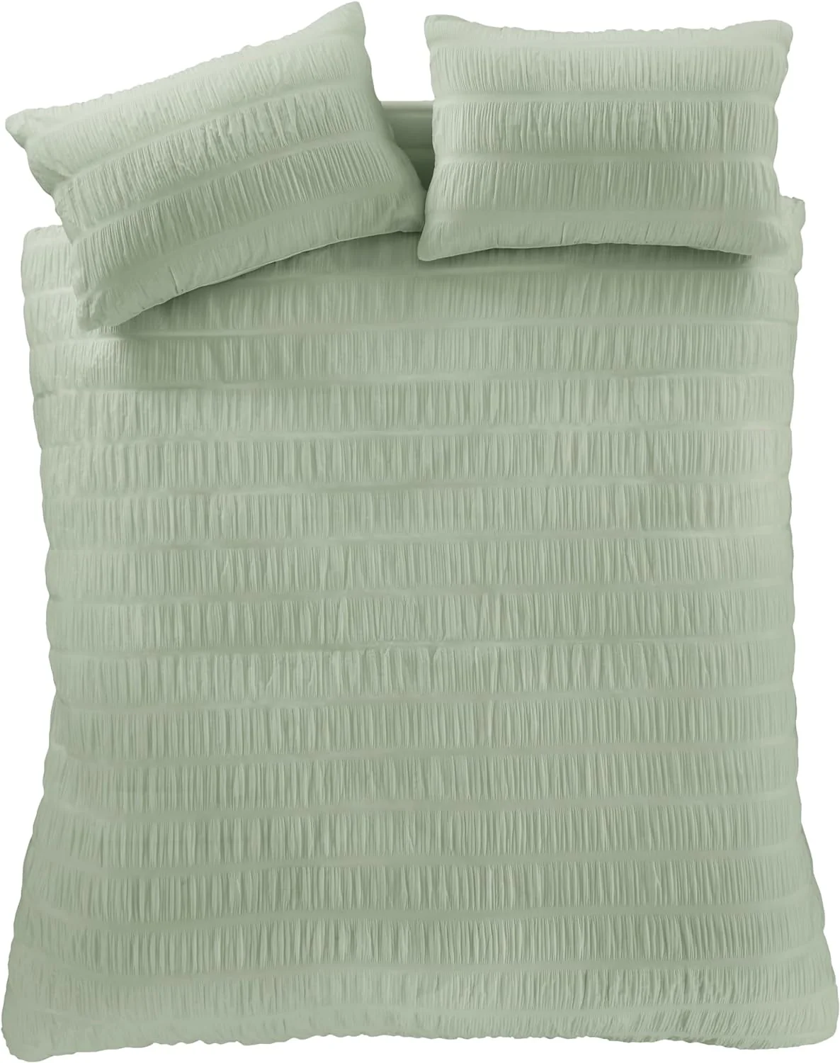 CATHERINE LANSFIELD Seersucker Duvet Cover Set - Sage Green - Image 4
