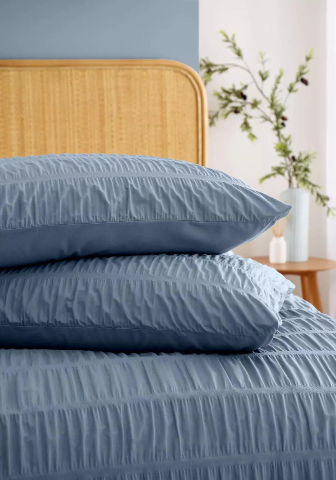 CATHERINE LANSFIELD Seersucker Duvet Set - Blue - Image 3