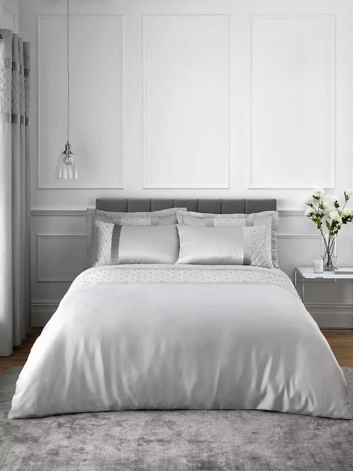 CATHERINE LANSFIELD Sequin Cluster Duvet Cover Set - Silver - Image 3