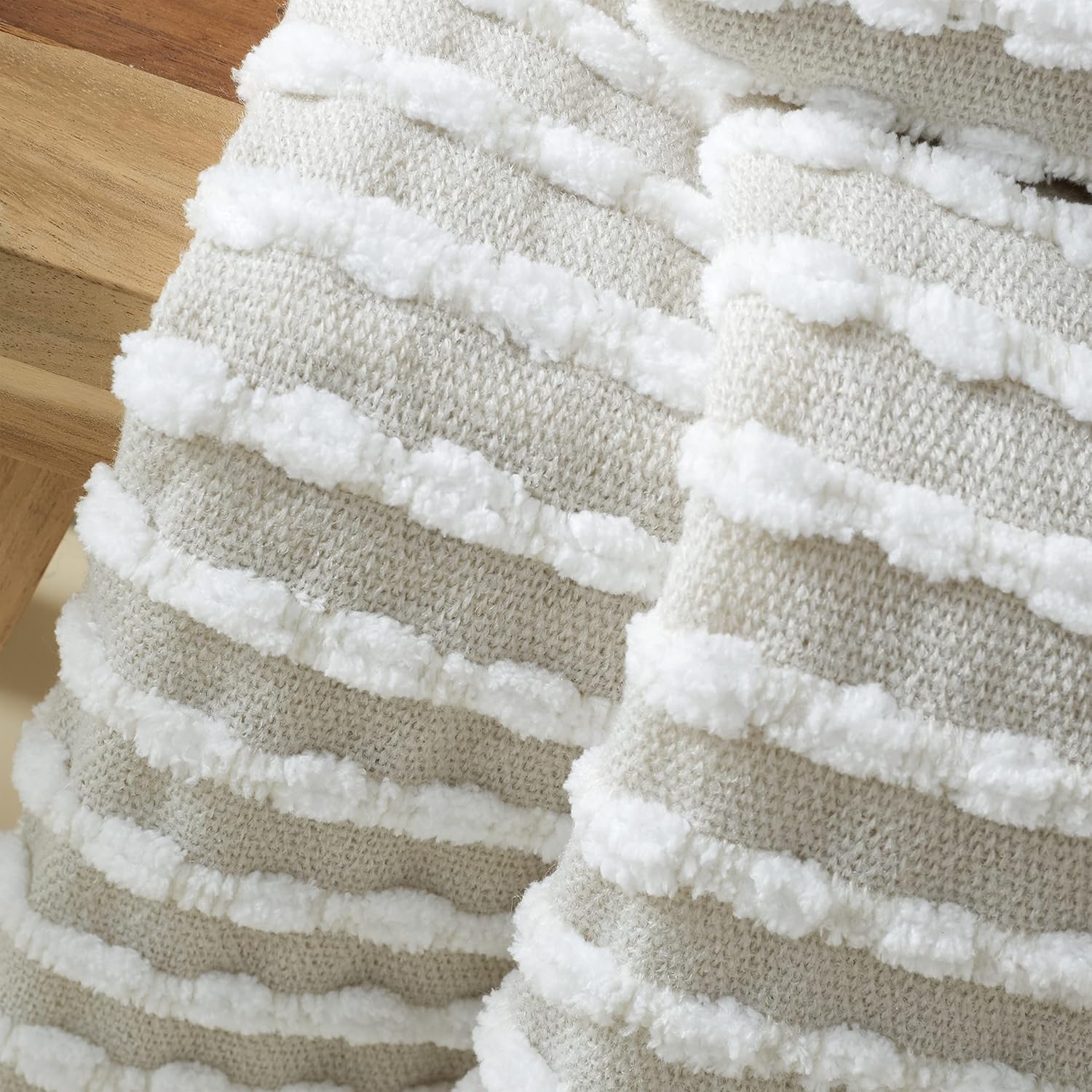 CATHERINE LANSFIELD : Stab Stitch Blanket Throw - Natural - Image 3