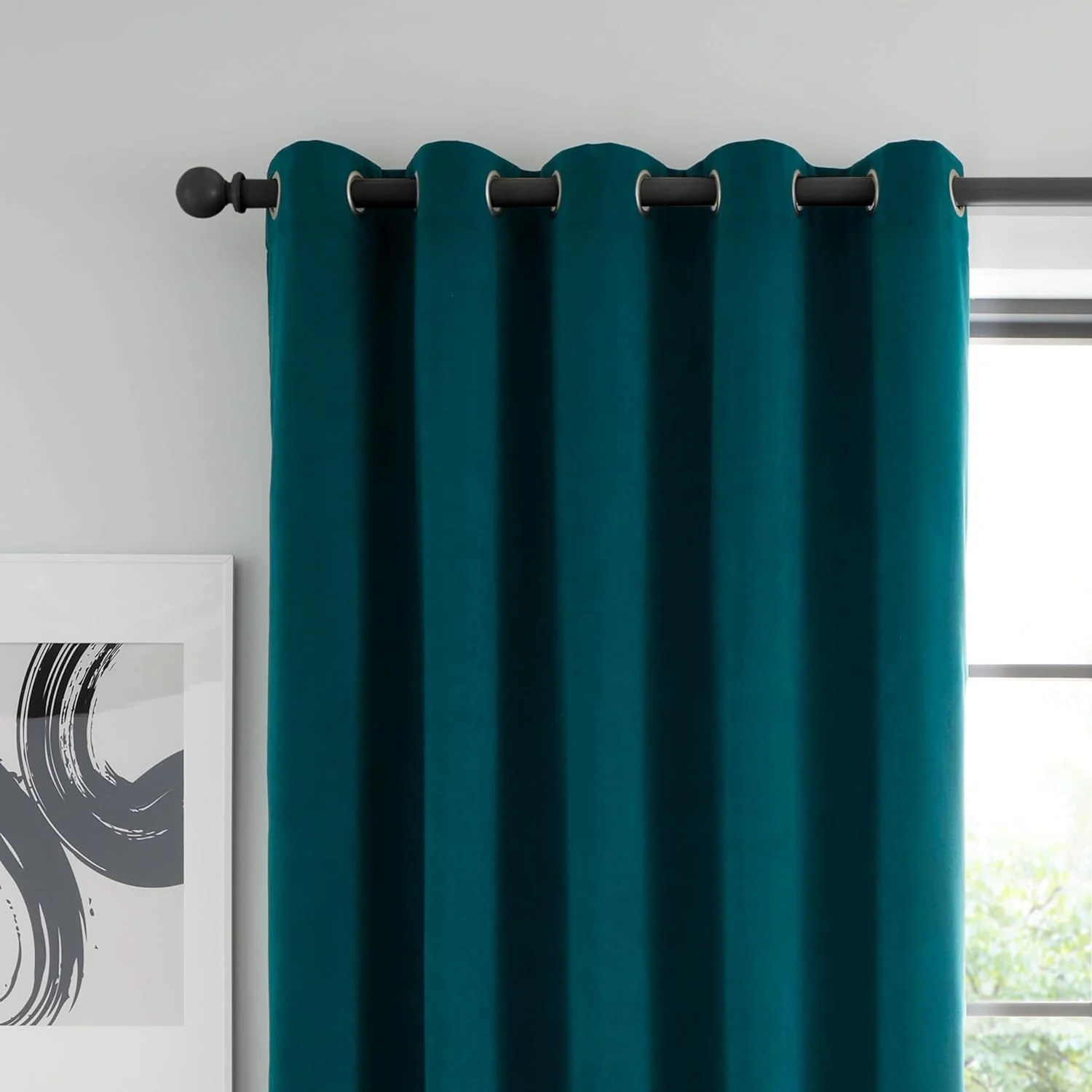CATHERINE LANSFIELD : Wilson Thermal Blackout Eyelet Curtains - Green - Image 2