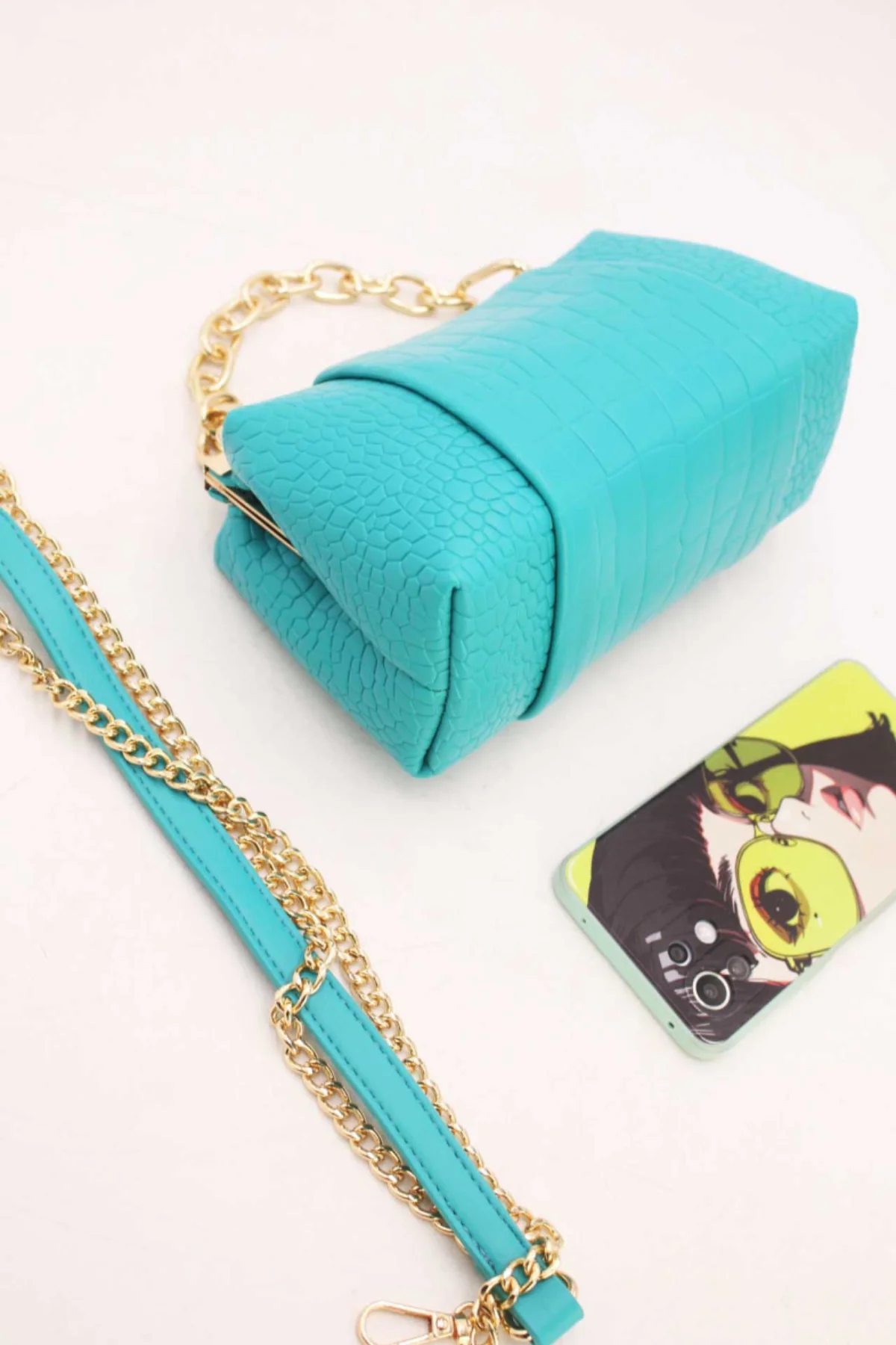 COPE CLOTHING Crossbody Bag With Croc Effect - Blue - Image 3