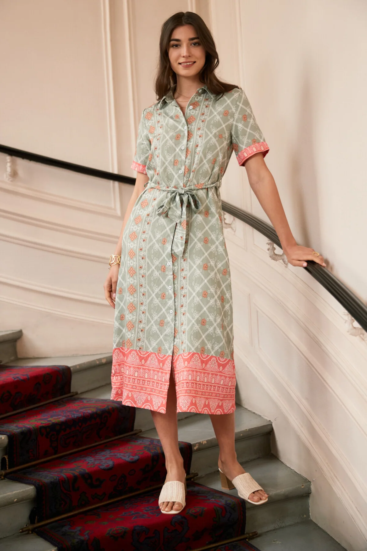 COPE CLOTHING Geometric Print Shirt Dress