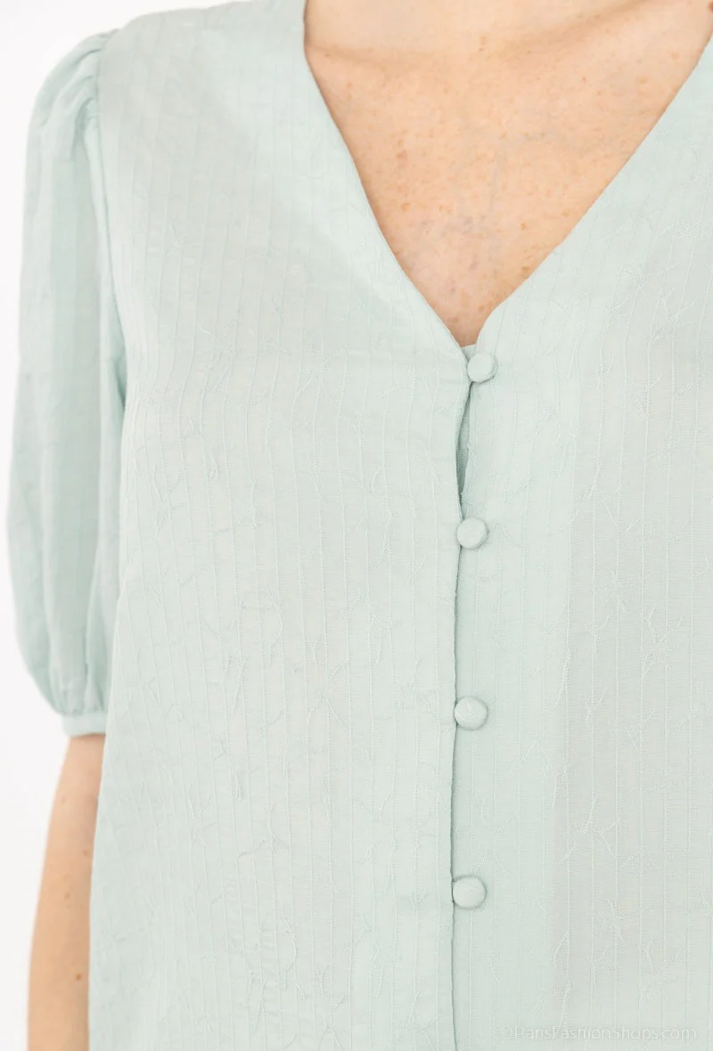 COPE CLOTHING : V - Neck Puff Sleeve Top - Image 2