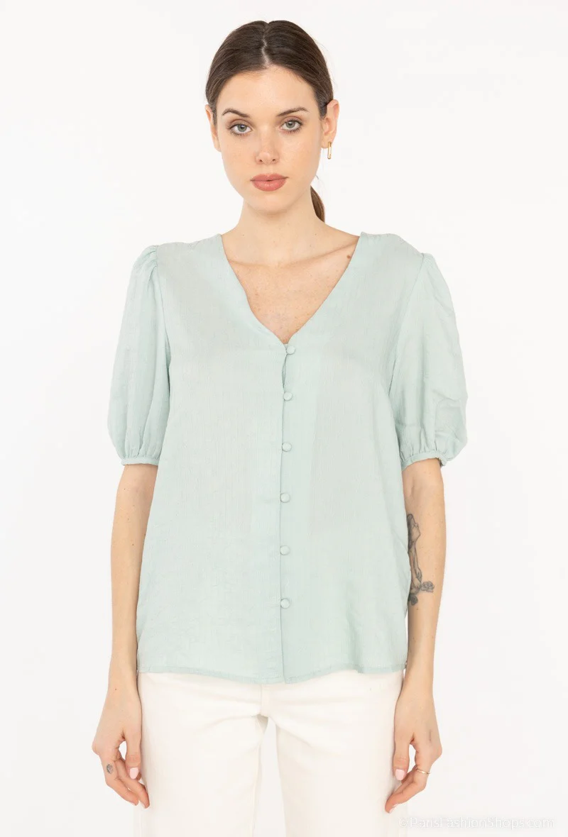 COPE CLOTHING : V - Neck Puff Sleeve Top - Image 3