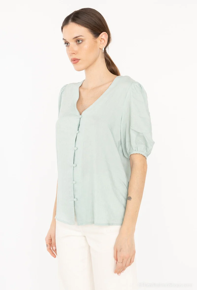 COPE CLOTHING : V - Neck Puff Sleeve Top - Image 4