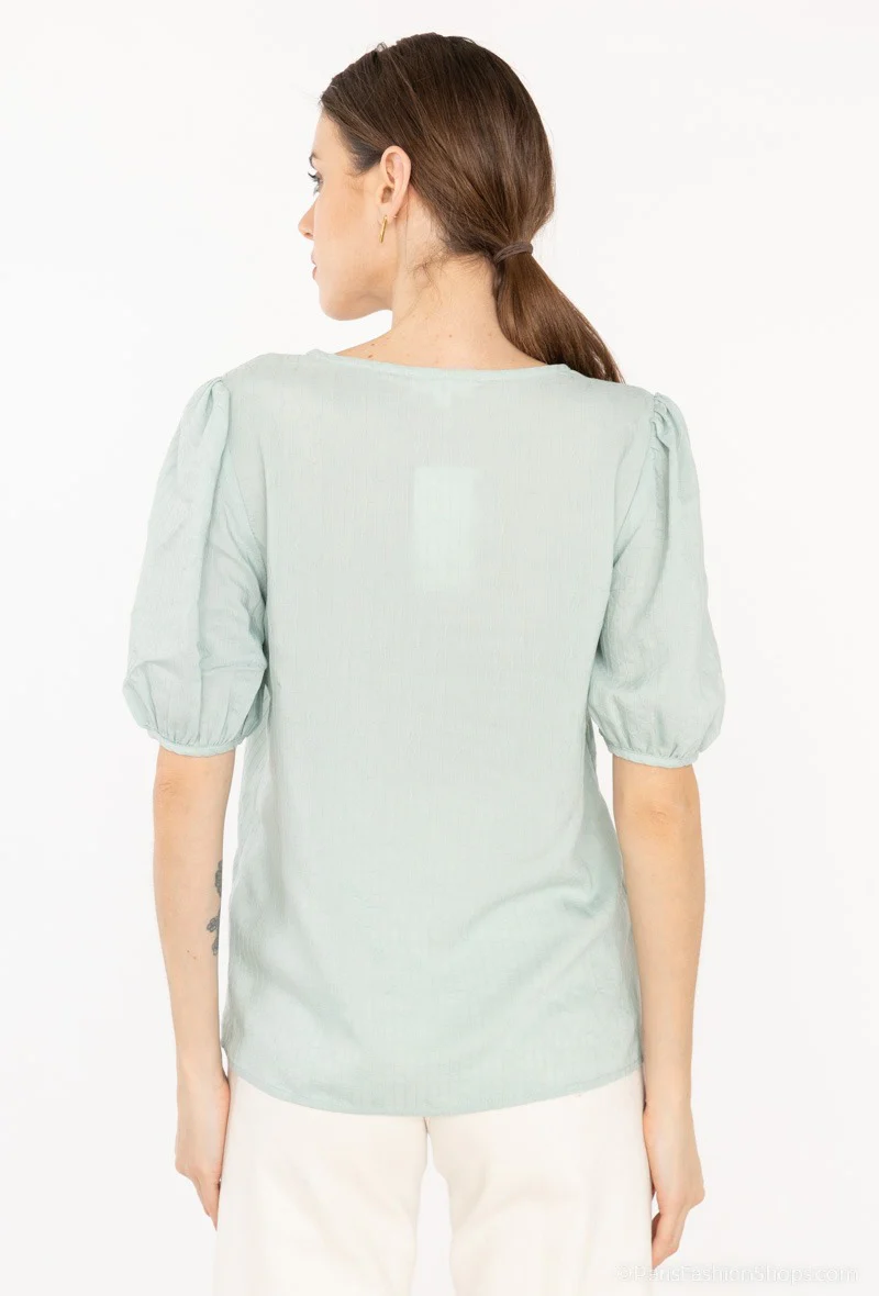 COPE CLOTHING : V - Neck Puff Sleeve Top - Image 5