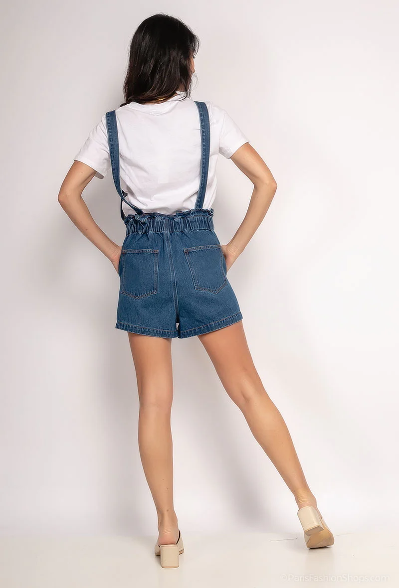 COPECLOTHING : Denim Dungaree Shorts - Image 3