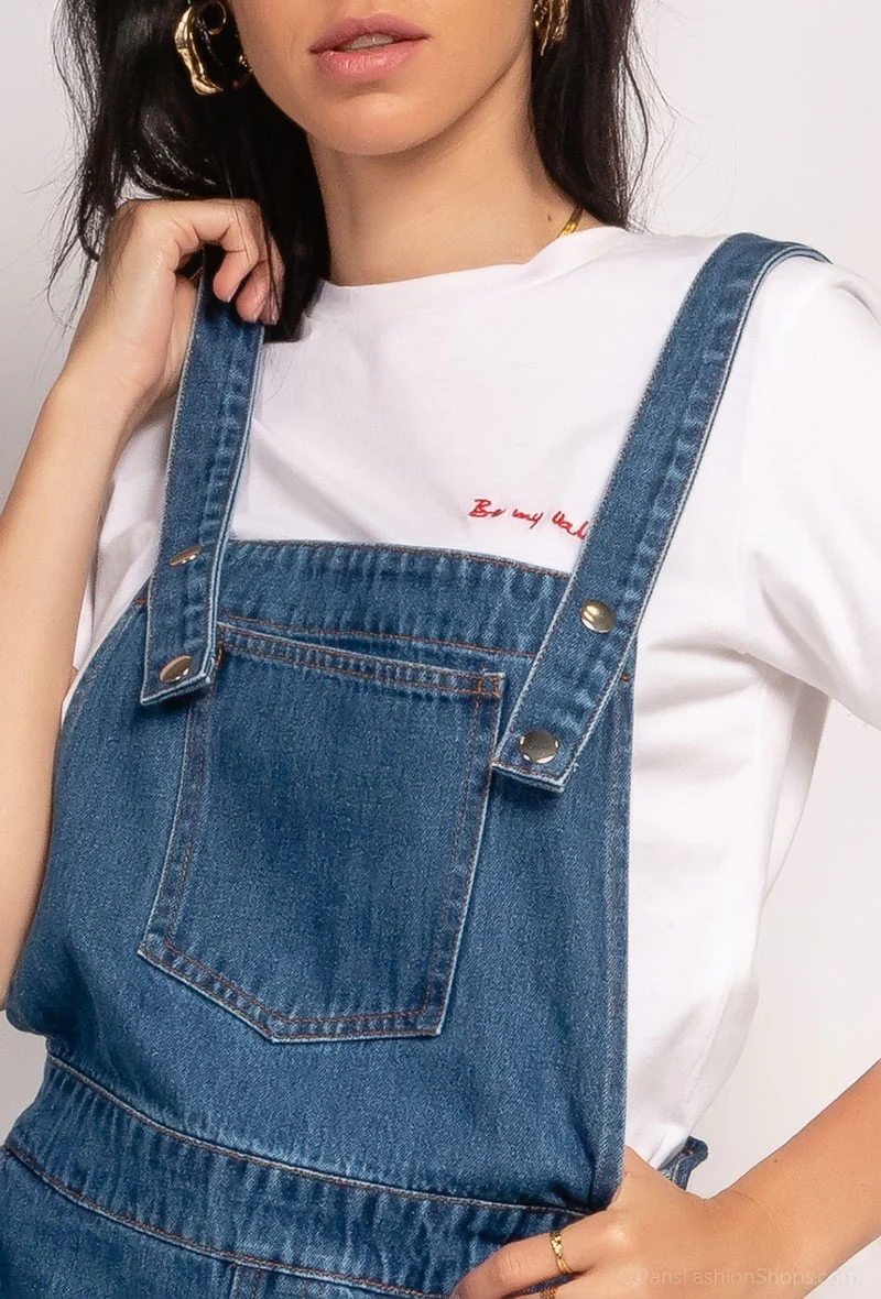 COPECLOTHING : Denim Dungaree Shorts - Image 4