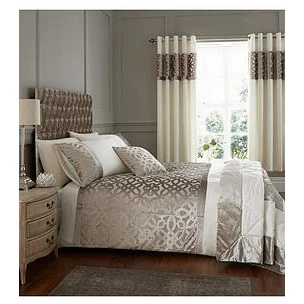 CATHERINE LANSFIELD Lattice Cut Velvet Duvet Cover Set - Natural