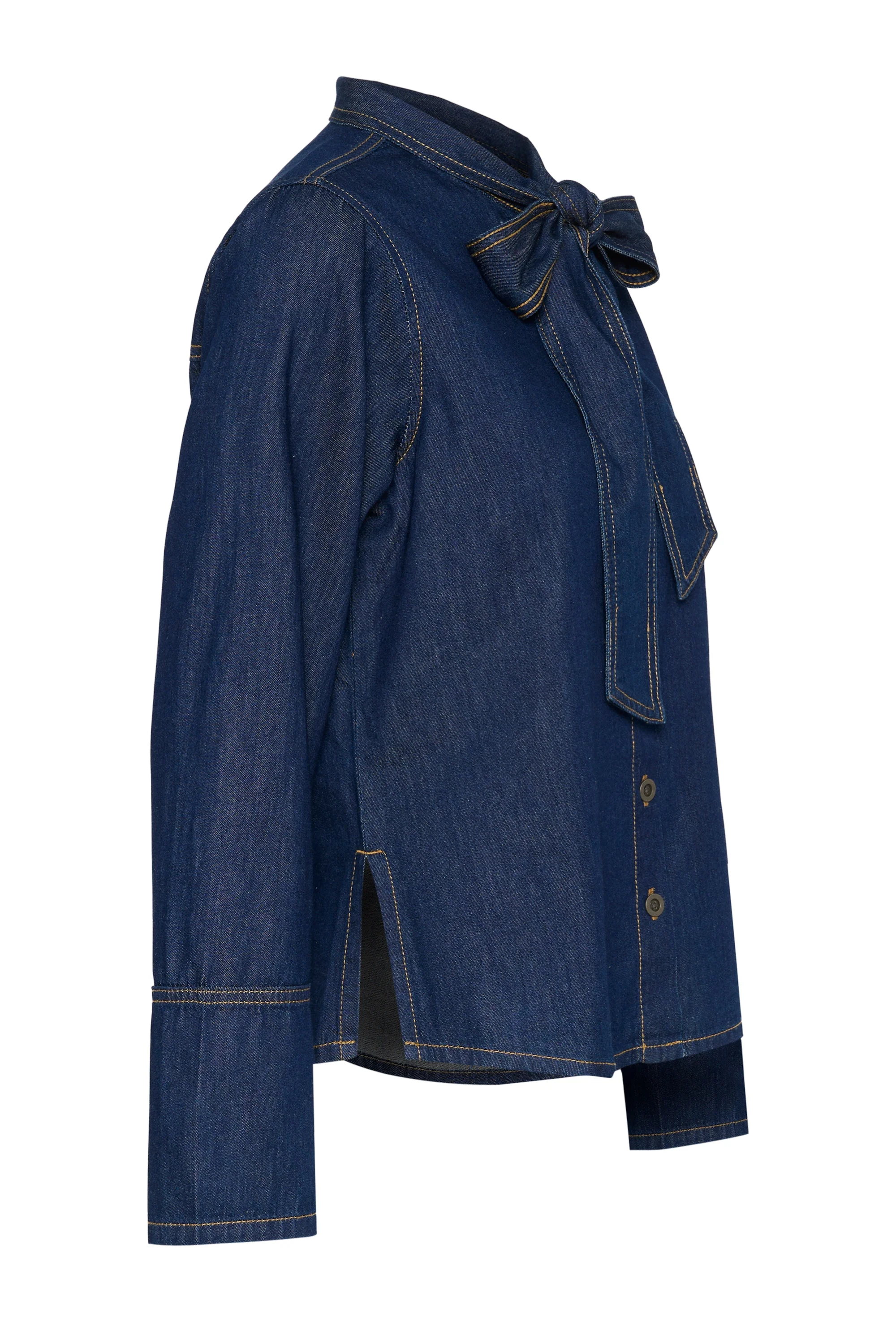 CULTURE Arpa Bow Detail Denim Shirt - Image 5