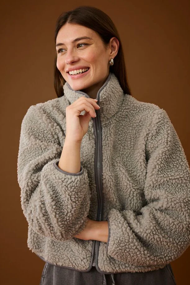 CULTURE Catina Teddy Jacket - Grey