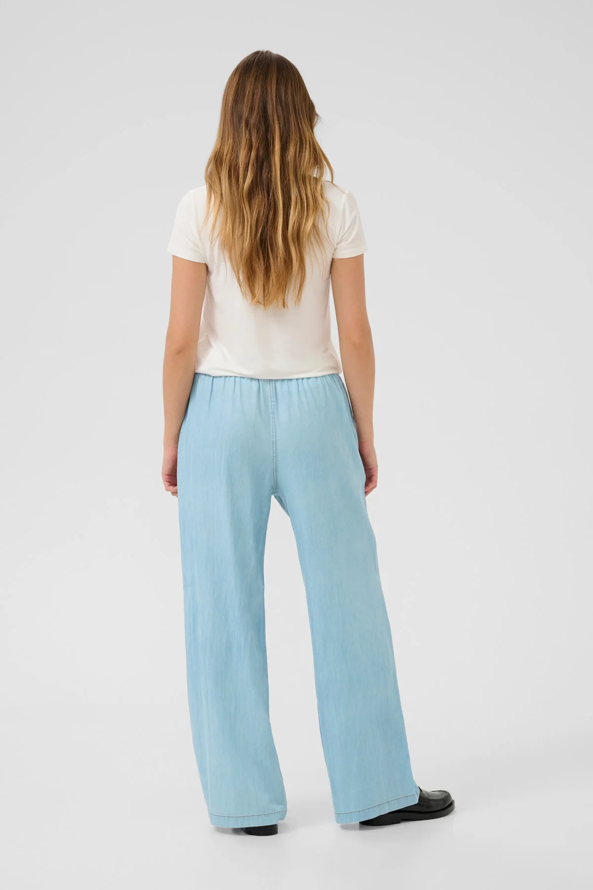 CULTURE Citha Wide Leg Trousers - Light Blue - Image 3