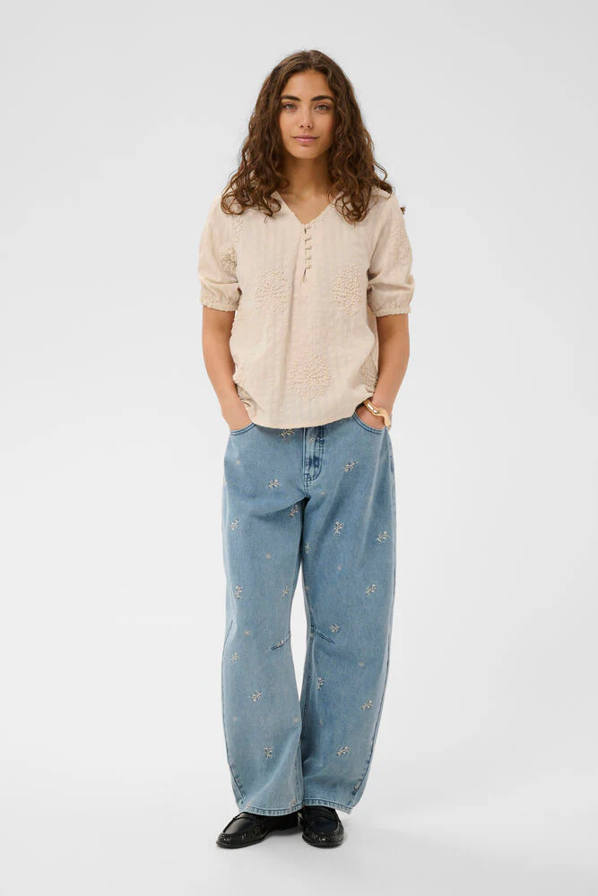 CULTURE Lelau Textured Blouse - Natural - Image 3