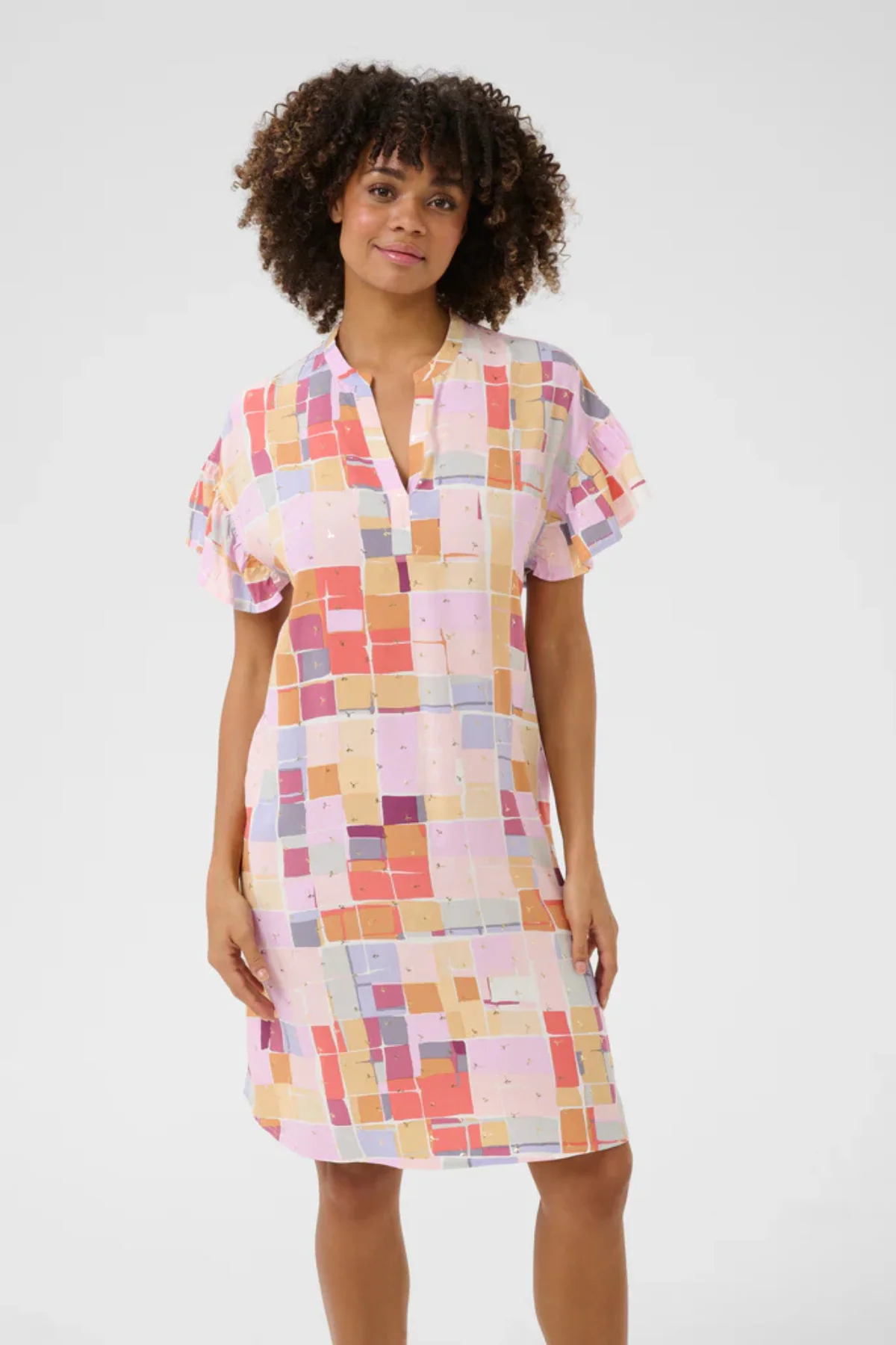 CULTURE Lisbon Dress - Pink print - Image 2