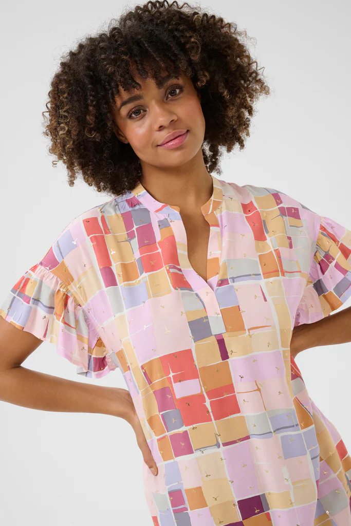CULTURE Lisbon Dress - Pink print - Image 3