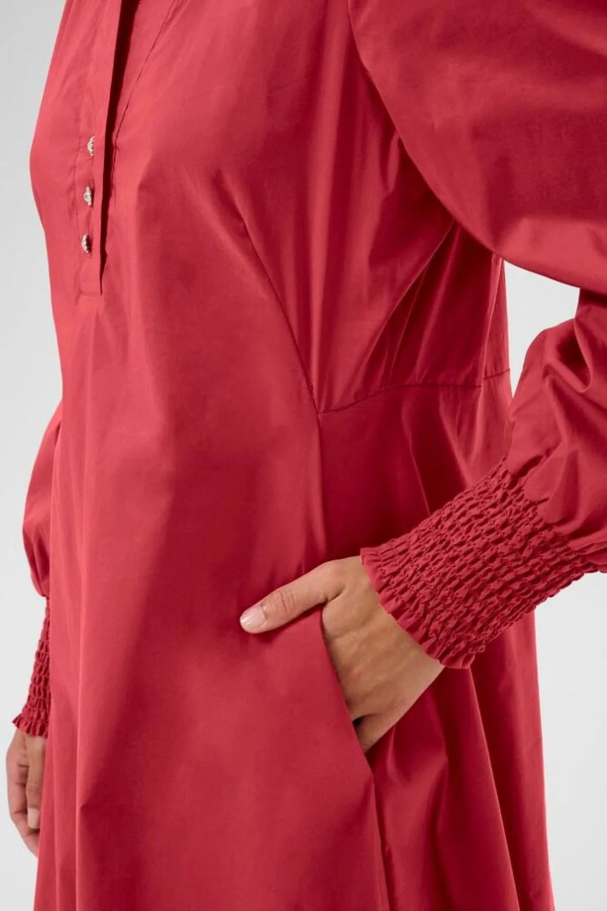CULTURE Loretta Antoinett Long Sleeve Dress - Chilli Red - Image 3