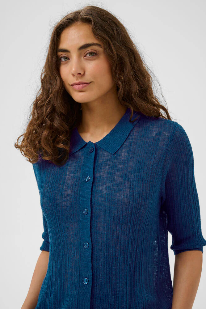 CULTURE Augustine Short Sleeve Polo- True Navy - Image 2