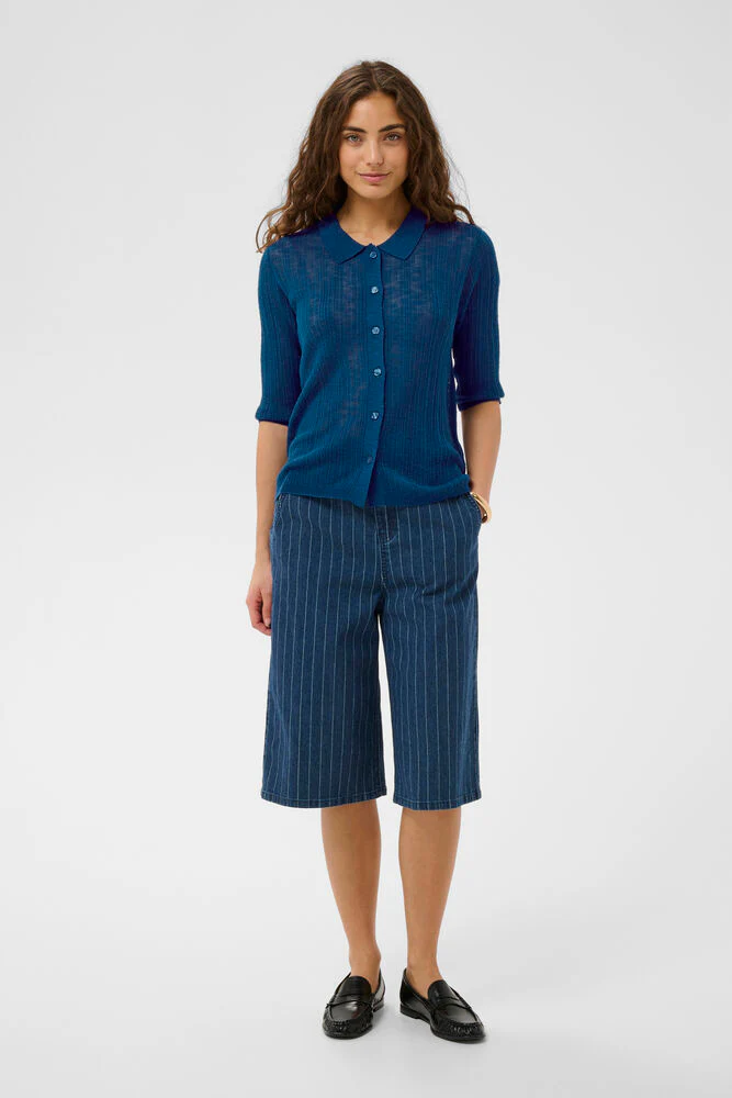 CULTURE Augustine Short Sleeve Polo- True Navy - Image 3