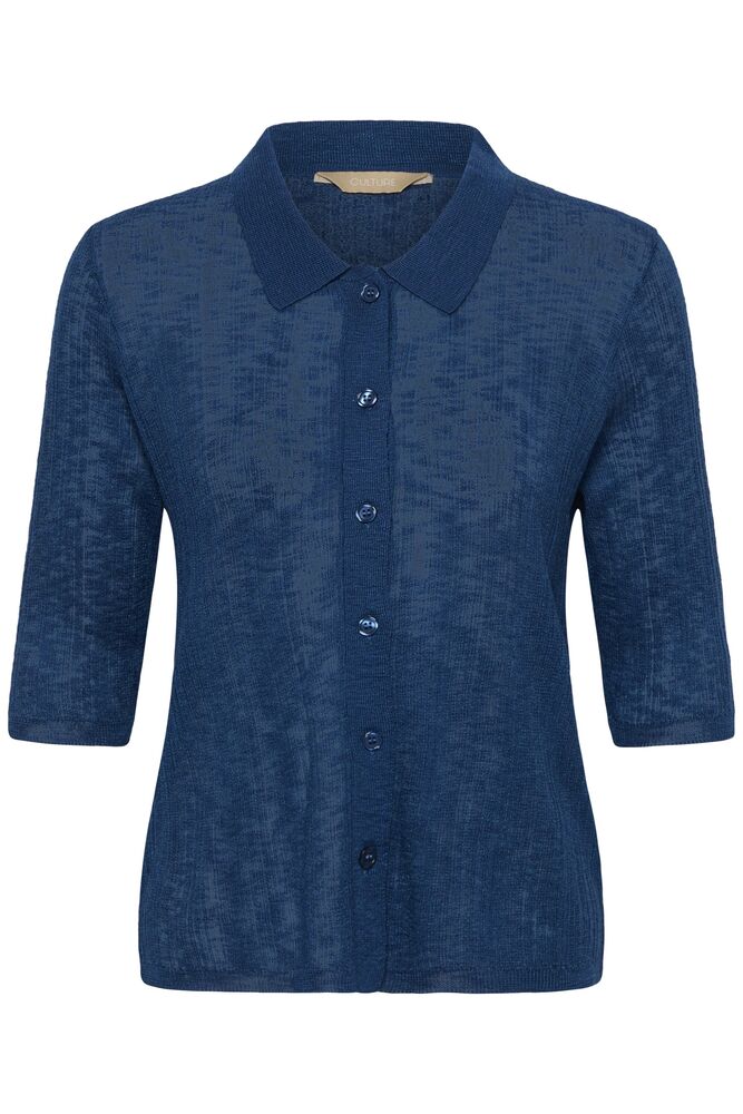 CULTURE Augustine Short Sleeve Polo- True Navy - Image 4