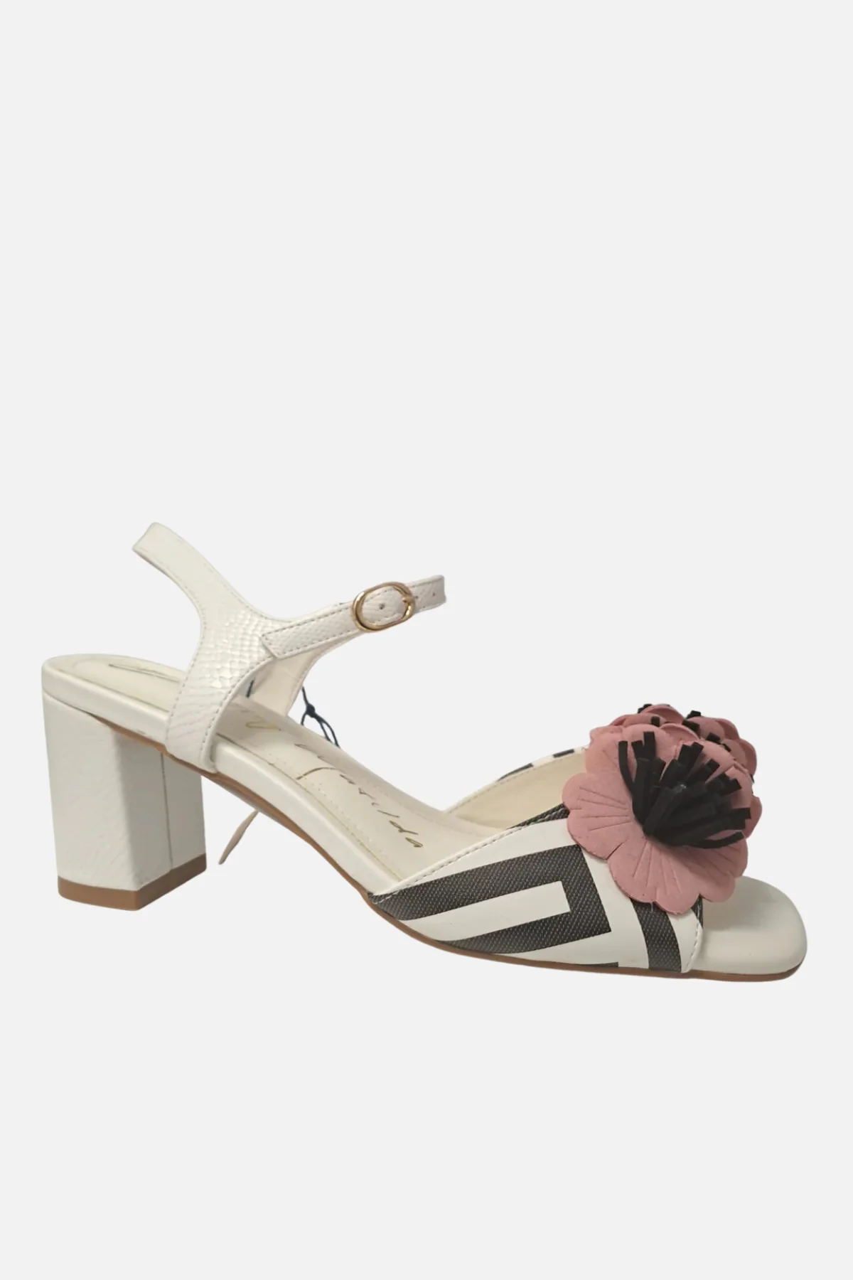 DANCING MATILDA Aztec Block Heel Sandal - Black/White