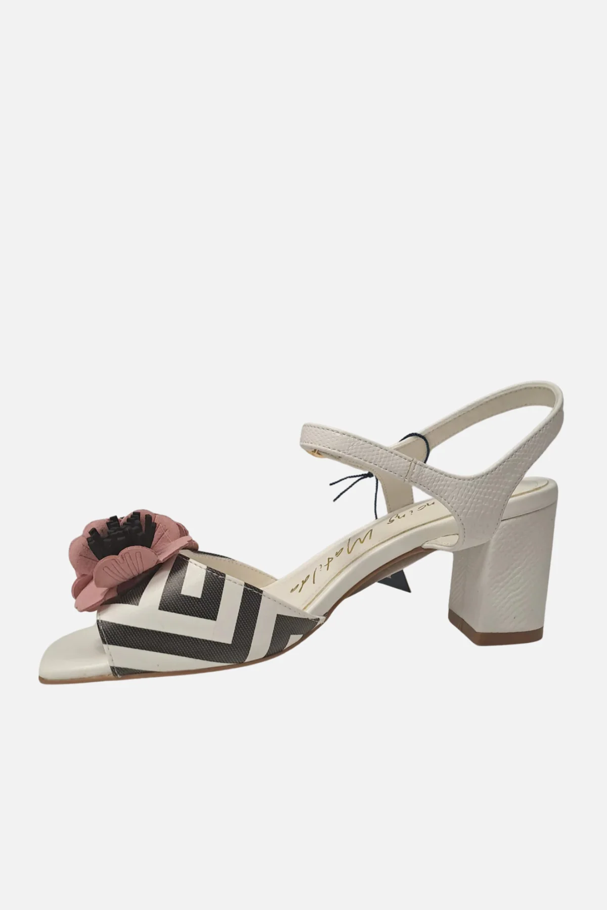 DANCING MATILDA Aztec Block Heel Sandal - Black/White - Image 2