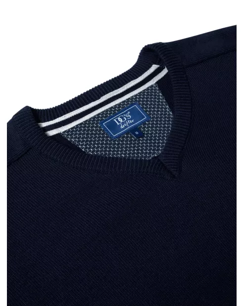 DG'S DRIFTER Navy Long Sleeve V-Neck Sweater - Navy - Image 2